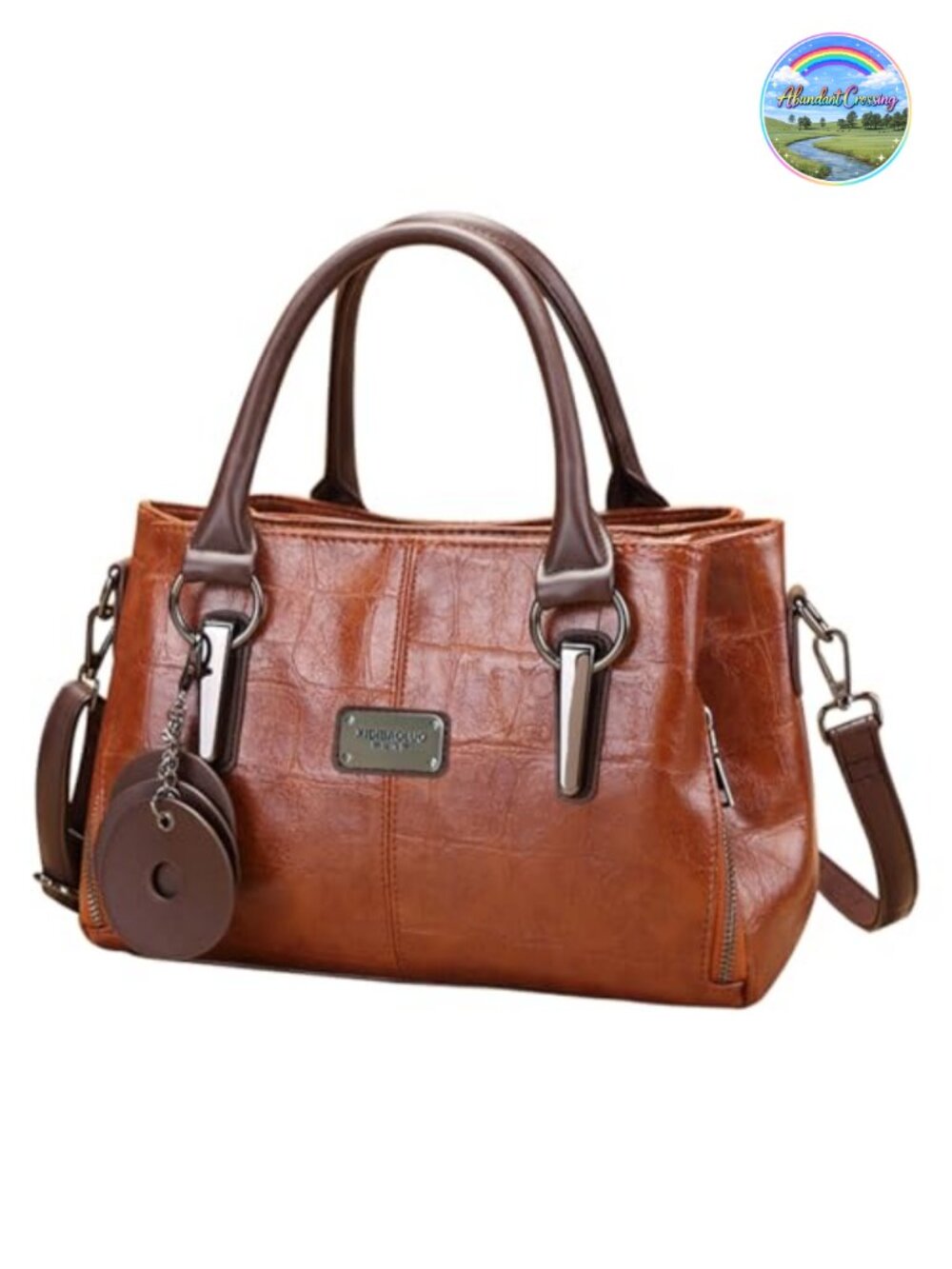 PU Leather Satchel Handbag Multiple Pockets Crossbody Purse